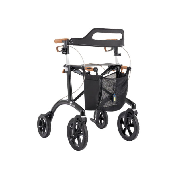 Saljol Aluminium Rollator mit Vollausstattung AR62 in Farbe black. Offroad-Rollator